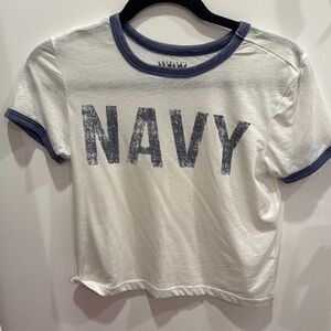 Size small US navy white loose cropped top washed out crop top never worn